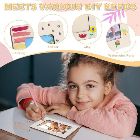 50 قطعة من إطارات الصور الخشبية DIY مقاس 10.16 × 15.24 سم، إطارات صور واقفة من الخشب الصلب غير مكتملة، صناعة يدوية من الخشب للرسم، تزيين فني، هدايا حفلات أعياد الميلاد in Kuwait