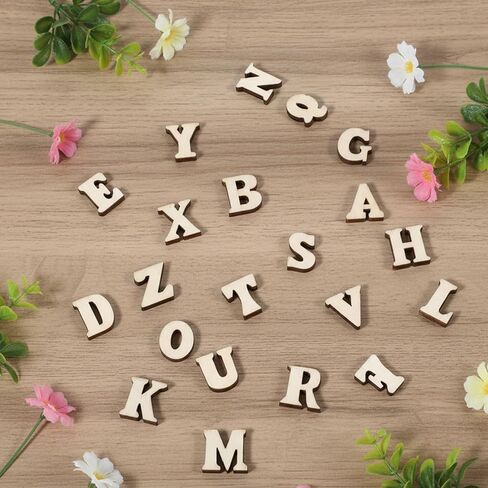 cobee 208Pcs Wooden Letters, Small Wooden Letters, 0.6 Inch Wood Burning Letter, Woodens Alphabet for Crafts Unfinished Wood, Woods Alphabet Letter Kits for Arts DIY Craft Home Decor in Saudi Arabia