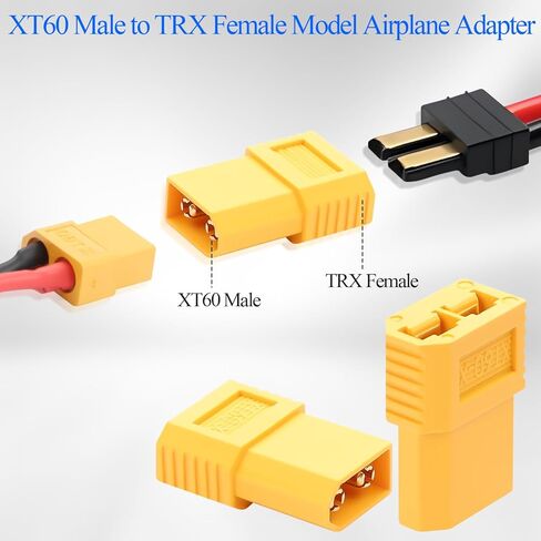 QIANRENON XT60 إلى TRX محول تيار عالي 30A XT60 ذكر إلى TRX أنثى نموذج طائرة موصل بطارية مدمج XT60 إلى TRX ESC محول مقبس، لقارب سيارة طراز RC، قطعتان in Saudi Arabia