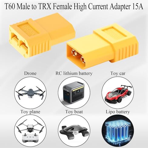 QIANRENON XT60 إلى TRX محول تيار عالي 30A XT60 ذكر إلى TRX أنثى نموذج طائرة موصل بطارية مدمج XT60 إلى TRX ESC محول مقبس، لقارب سيارة طراز RC، قطعتان in Saudi Arabia