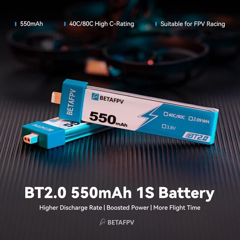 BETAFPV 4pcs BT2.0 550mAh 1S Battery 4.35V 40C/80C Lipo Battery with BT2.0 Connector Compatible for 75-85mm 1S FPV Racing Whoop Drone Quadcopters Like Meteor75 Pro Cetus Pro Cetus X FPV Drone in Saudi Arabia