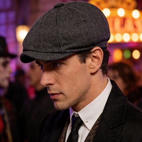 قبعات موزع الصحف للحفلات ذات طابع العشرينات للرجال - قبعة متعرجة موزع الصحف 8 لوحات Gatsby Flat Hat 1920s زي Acc in Kuwait