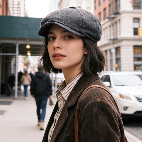 قبعات موزع الصحف للحفلات ذات طابع العشرينات للرجال - قبعة متعرجة موزع الصحف 8 لوحات Gatsby Flat Hat 1920s زي Acc in Kuwait