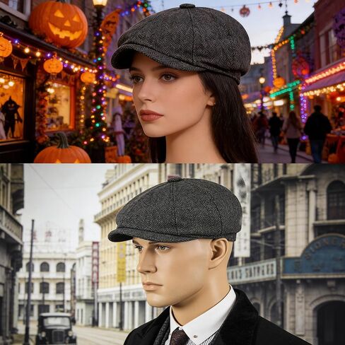 قبعات موزع الصحف للحفلات ذات طابع العشرينات للرجال - قبعة متعرجة موزع الصحف 8 لوحات Gatsby Flat Hat 1920s زي Acc in Kuwait