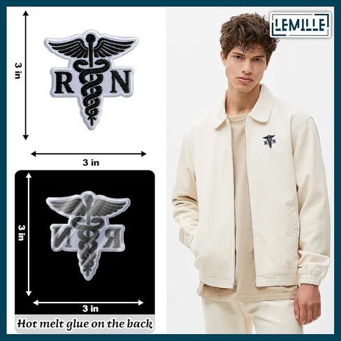 ممرضة مسجلة RN التصحيح، حجم 3 "خياطة على بقع، ممرضة الرعاية الصحية التطريز بقع النسيج للملابس الجينز حقائب الظهر القبعات، والتطريز الطبي الحديد على بقع للملابس، والهدايا المسعف in Kuwait