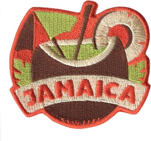 Vagabond Heart Jamaica Iron On Patch - Jackets Backpacks Clothing - Travel Souvenir Badge - Embroidered Coconut Drink Sew On/Iron On Applique for Jeans Hats Bags - Gift for Travelers 2.5 x 2.75 inch in Saudi Arabia