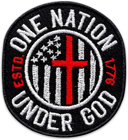 One Nation Under God Embroidered Patch Religious Christian Embroidery Patches for Clothes Jackets Backpacks Hats Uniforms Sew On Iron On Faith Jesus Patch Gifts for Men Women Size 3x2.8 Inches in Saudi Arabia