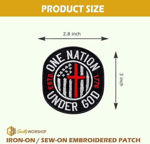 One Nation Under God Embroidered Patch Religious Christian Embroidery Patches for Clothes Jackets Backpacks Hats Uniforms Sew On Iron On Faith Jesus Patch Gifts for Men Women Size 3x2.8 Inches in Saudi Arabia
