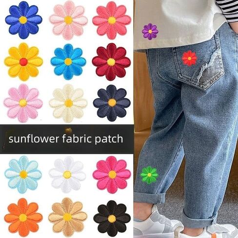 12Pcs Flower Iron on Patches, Cute Colorful Embroidered Sew on Flower, Repair Patch DIY Crafts for Clothing Jacket Jeans Pants Dress Hat Decorations, 12 Colors in Saudi Arabia