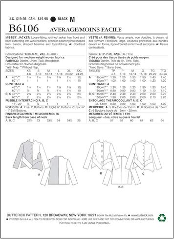 Butterick Patterns B6106 Misses' Jacket, Size Y in Saudi Arabia