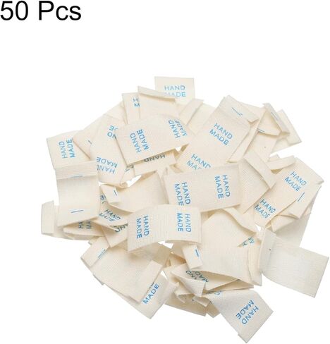 50pcs Handmade with Love Sewing Labels Embroidered Label Tags 1.18" L for Sew on Clothing Garment Blue in Saudi Arabia