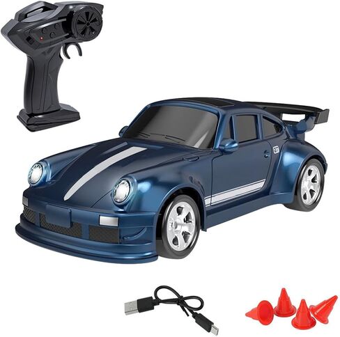 Helixsun Mini RC Drift Car with Charging Cable and Barrier, 1/64 Scale 2.4G 4WD, with Realistic Lighting Effects, Exciting Present for Hobbyists in Saudi Arabia