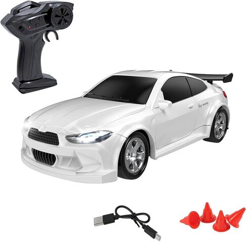 Helixsun Mini RC Drift Car with Charging Cable and Barrier, 1/64 Scale 2.4G 4WD, with Realistic Lighting Effects, Exciting Present for Hobbyists in Saudi Arabia