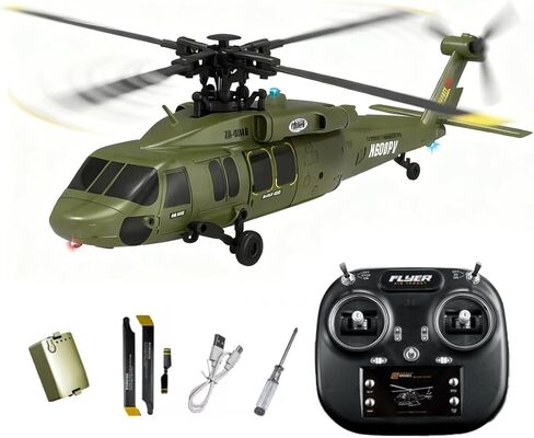 طائرة هليكوبتر K200 بلاك هوك RC، نموذج طائرة هليكوبتر للتحكم عن بعد 6CH مع وضع التدفق البصري والطيران المقلوب، محاكاة الطائرات العسكرية البهلوانية للمبتدئين in Kuwait