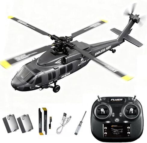 طائرة هليكوبتر K200 بلاك هوك RC، نموذج طائرة هليكوبتر للتحكم عن بعد 6CH مع وضع التدفق البصري والطيران المقلوب، محاكاة الطائرات العسكرية البهلوانية للمبتدئين in Kuwait