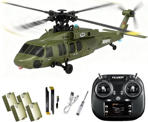 طائرة هليكوبتر K200 بلاك هوك RC، نموذج طائرة هليكوبتر للتحكم عن بعد 6CH مع وضع التدفق البصري والطيران المقلوب، محاكاة الطائرات العسكرية البهلوانية للمبتدئين in Kuwait