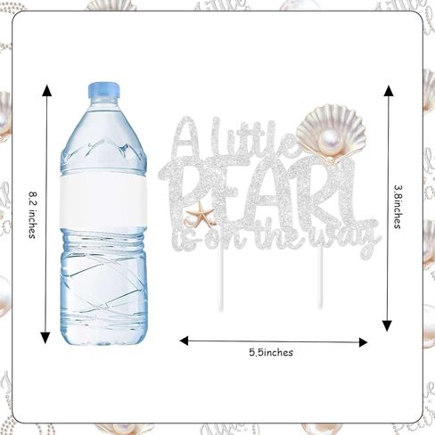 Kreatwow Pearl Theme Baby Shower Decorations A Little Pearl Is On The Way Cake Topper 6.33*4.37Inches Pearls Seashell Sparkling Pearls Under The Sea Baby Shower Ocean Mermaid Party Decor for Pregnancy in Saudi Arabia