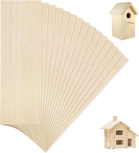 MIVIDE 20 Pack Balsa Wood Sheets 12 x 4 x1/8 Inch Thin Natural Unfinished Wood for Crafts, Hobby, Model Making, Wood Burning and Laser Projects, School Projects, Craft Project (300x100x3MM) in Kuwait
