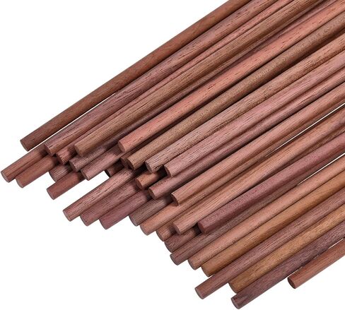 36Pcs Natural Walnut Dowels 0.24×11.8 Inch Wood Dowel Rods Unfinished Round Sticks for Carving Woodworking Building Model Macrame Crafts in Kuwait
