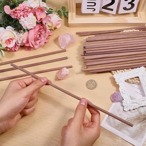 36Pcs Natural Walnut Dowels 0.24×11.8 Inch Wood Dowel Rods Unfinished Round Sticks for Carving Woodworking Building Model Macrame Crafts in Kuwait