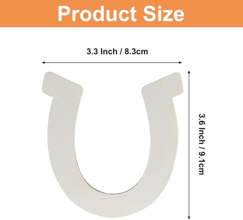 Hitefu 24 Pcs Horseshoe Shaped Unfinished Wood Discs, DIY Craft Slices for Cowboy Party, Home Decoration & Wooden Cutouts Projects in Saudi Arabia
