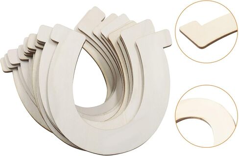 Hitefu 24 Pcs Horseshoe Shaped Unfinished Wood Discs, DIY Craft Slices for Cowboy Party, Home Decoration & Wooden Cutouts Projects in Saudi Arabia