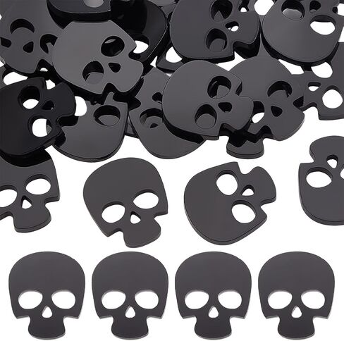 PH PandaHall 60pcs White Skull Shape Buttons Flatback Decorative Craft Button 2 Holes Skull Acrylic Buttons Sewing Button for Sewing Decorations DIY Clothing Crafting, 23x20mm in Saudi Arabia