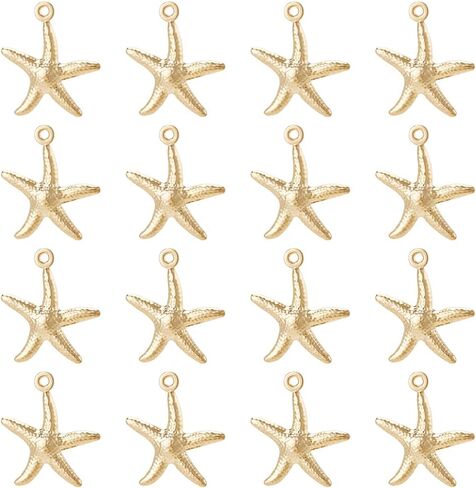 Beebeecraft 1 Box 60Pcs Starfish Charm 24K Gold Plated Stainless Steel Sea Stars Ocean Animal Beach Summer Hawaii Charms for Jewelry Making DIY Necklace Earrings Bracelet Crafts Supplies, 0.6x0.7in in Saudi Arabia