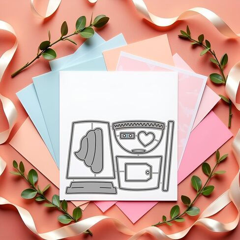 Coffee Cup Die Cut for Card Making, Coffee Cup Metal Cutting Dies Congratulations Die Cuts Happy Birthday Embossing Stencils Template for DIY Scrap-Booking Decor Wedding Birthday Blessing Card in Saudi Arabia