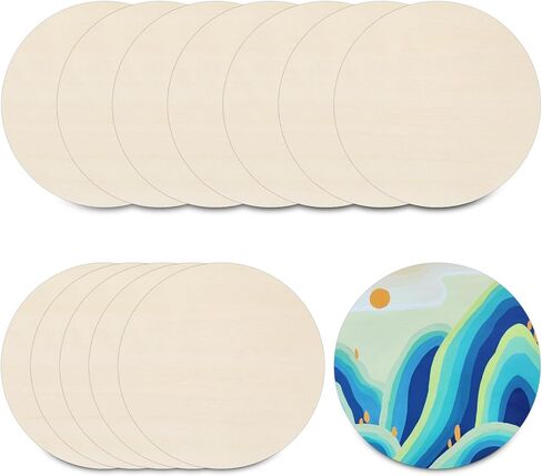 12Pcs 6 Inch Wood Rounds, Unfinished Wood Circles Wood Sign Blank, Wooden Discs for DIY Crafts, Door Hangers and Christmas Decoration in Saudi Arabia