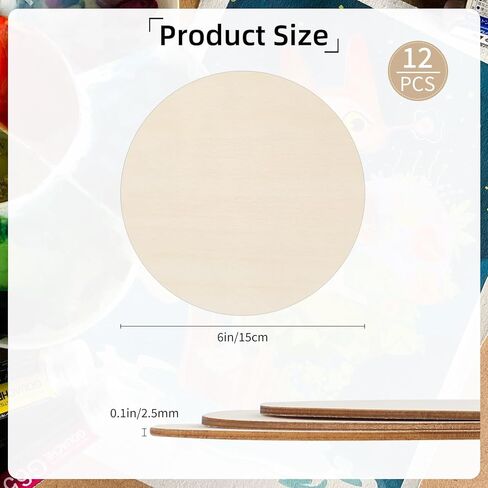 12Pcs 6 Inch Wood Rounds, Unfinished Wood Circles Wood Sign Blank, Wooden Discs for DIY Crafts, Door Hangers and Christmas Decoration in Saudi Arabia