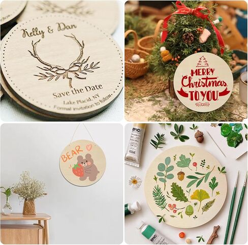 12Pcs 6 Inch Wood Rounds, Unfinished Wood Circles Wood Sign Blank, Wooden Discs for DIY Crafts, Door Hangers and Christmas Decoration in Saudi Arabia
