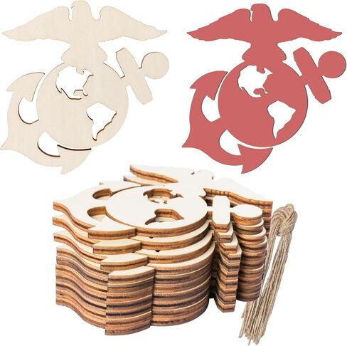 U.S Marine Corps Symbol Shape Wooden Cutout Wood Art Unfinished Ornaments for Party Tribute Home Decor Memorial Military Door Hanger Decoration 10 Pcs in Saudi Arabia