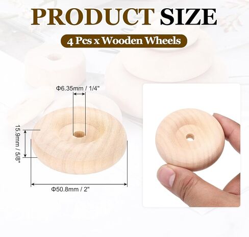 MECCANIXITY Slab Wooden Wheels 2" Dia. 5/8" Thick 1/4" Hole, Flat Unfinished Wood Wheel for DIY Model Cars Trucks, 4pcs in Saudi Arabia
