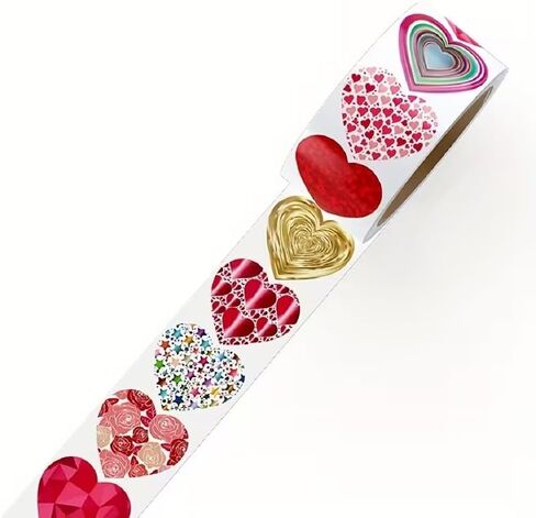 1 Roll 8 Unique Designs Heart-Shaped Gift Decor Stickers - Self-Adhesive Valentine’s Day Craft Stickers for Gift Wrapping & Party Decor in Saudi Arabia