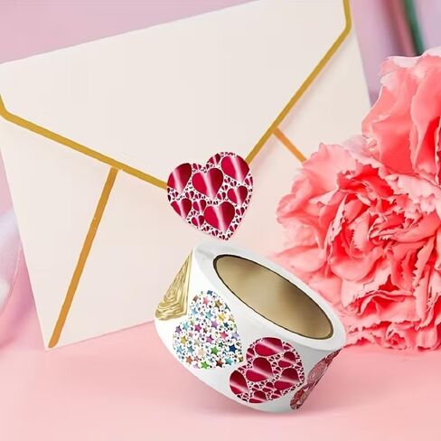 1 Roll 8 Unique Designs Heart-Shaped Gift Decor Stickers - Self-Adhesive Valentine’s Day Craft Stickers for Gift Wrapping & Party Decor in Saudi Arabia