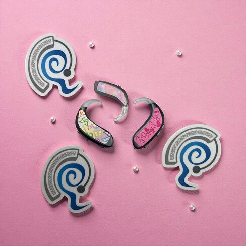 Hearing Aid Stickers | Butterflies Clouds and Pink Hearts| Repositionable Decals |Peel and Stick Covers, Endless Customization | Find The Best Size + Apply in Saudi Arabia