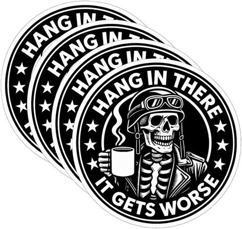 4Pcs(3IN) Hang in There IT GETS Worse Sticker - Hang in There IT GETS Worse Laptop Sticker - Waterproof,UV-Resistant in Saudi Arabia