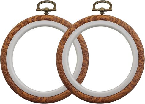 Guifeng 2PCS 4 Inch DIY Crossstitch Round Frame Wood Grain Embroidery Hoop Vintage Ring Set Hand Sewing Specialized Hanging Craft Decorative Ring Natural Wood Color in Saudi Arabia