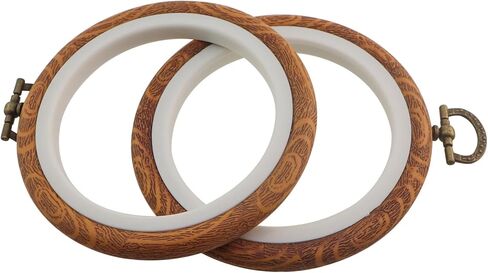 Guifeng 2PCS 4 Inch DIY Crossstitch Round Frame Wood Grain Embroidery Hoop Vintage Ring Set Hand Sewing Specialized Hanging Craft Decorative Ring Natural Wood Color in Saudi Arabia