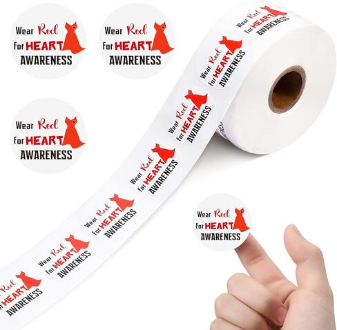 Geyoga 1000 Pcs Red Dress Heart Awareness Stickers Wear Red for Heart Awareness Disease Stickers for Ribbon Week Fundraising Charity Party Favors Adults in Saudi Arabia