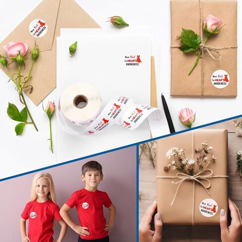 Geyoga 1000 Pcs Red Dress Heart Awareness Stickers Wear Red for Heart Awareness Disease Stickers for Ribbon Week Fundraising Charity Party Favors Adults in Saudi Arabia