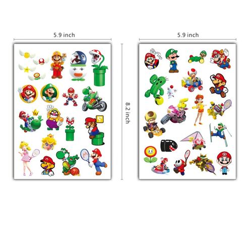 8 أوراق وشوم ماريو المؤقتة للأطفال، لوازم حفلات أعياد ميلاد ماريو ملصقات الوشم لديكورات الحفلات in Kuwait
