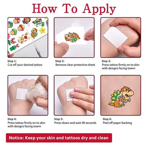 8 أوراق وشوم ماريو المؤقتة للأطفال، لوازم حفلات أعياد ميلاد ماريو ملصقات الوشم لديكورات الحفلات in Kuwait