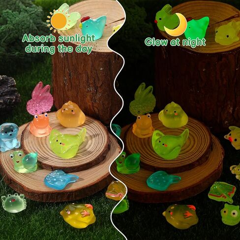 50Pcs Luminous Mini Resin Animals Blind Bags Glow in The Dark Miniature Animals Figurines Tiny Animal to Hide for Party Favors Fairy Garden Landscape Dollhouse Decor in Saudi Arabia