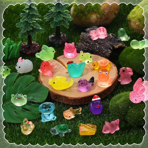 50Pcs Luminous Mini Resin Animals Blind Bags Glow in The Dark Miniature Animals Figurines Tiny Animal to Hide for Party Favors Fairy Garden Landscape Dollhouse Decor in Saudi Arabia