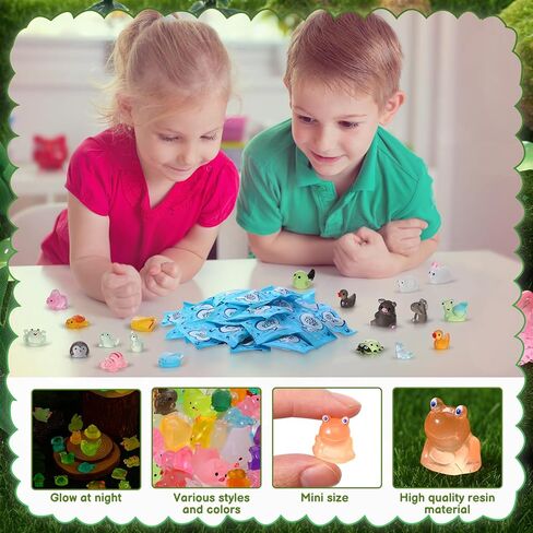 50Pcs Luminous Mini Resin Animals Blind Bags Glow in The Dark Miniature Animals Figurines Tiny Animal to Hide for Party Favors Fairy Garden Landscape Dollhouse Decor in Saudi Arabia