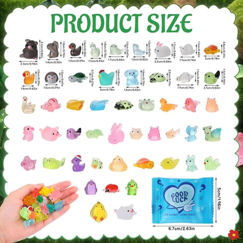 50Pcs Luminous Mini Resin Animals Blind Bags Glow in The Dark Miniature Animals Figurines Tiny Animal to Hide for Party Favors Fairy Garden Landscape Dollhouse Decor in Saudi Arabia