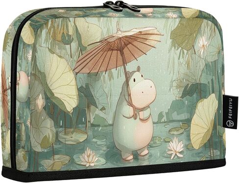 Standing Pencil Case Hippo Lotus Leaf Pouch Big Capacity Pencil Bag with Zipper for Kids Adult Teens,Stationery Organizer Bag School College Office Desk in Saudi Arabia