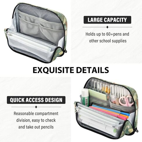 Standing Pencil Case Hippo Lotus Leaf Pouch Big Capacity Pencil Bag with Zipper for Kids Adult Teens,Stationery Organizer Bag School College Office Desk in Saudi Arabia